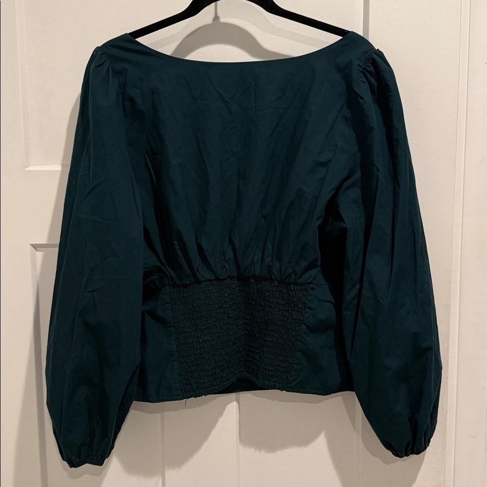 Abercrombie & Fitch Deep Teal Square-Neck Long Sleeve Blouse - Picture 3 of 3